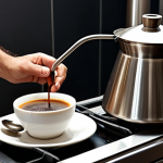 **A modern, sleek bionic arm made of titanium alloy, assisting a person in Izmir to prepare a traditional Turkish coffee (Türk kahvesi) using a cezve on a gas stove.** (Focus: Modern technology, Turkish culture, daily life assistance).